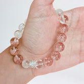 Strawberry Quartz & Clear Crystal Bracelet