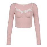 2000's Baby Lace Pink Top