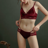 Thin Sexy Velvet Triangle Cup Bra Lingerie Set
