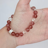 Strawberry Quartz & Clear Quartz Bracelet Crystal Jewelry