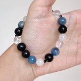 Blue Kyanite, Black Obsidian & Clear Quartz Bracelet