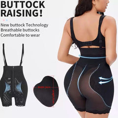 Zip Front Butt Lift Bodysuit With Hip Pads