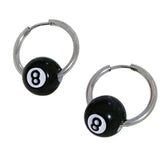 8 Ball Hoop Earrings
