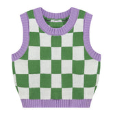 Green & Lavender Checkered Vest