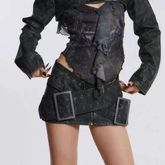 Huge Buckle Micro Skirt