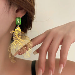 Koi Fish Green Stone Earrings