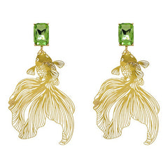 Koi Fish Green Stone Earrings