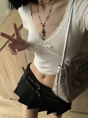 Sweet White Lace Short Sleeve T-Shirt