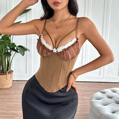 Mesh And Lace Herringbone Camisole