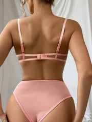 Floral Embroider Strappy Lace Sexy Lingerie Set