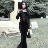 Slim-Fit Contrast Fishtail Gothic Dress