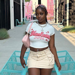 Slim-Fitting Crop Cord Printed Top