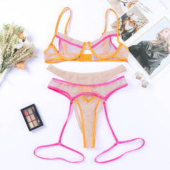 Strap Suspender See-Through 3-Point Sexy Lingerie Set