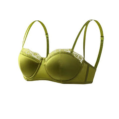 Satin Thin Push Up Bra Sexy Lace Trim Lingerie Set