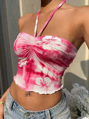 Halter Neck Tie-Dyed Small Vest Tube Top