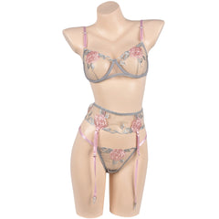 Flower Embroidery Lace Sexy Lingerie Set - Sexyzara
