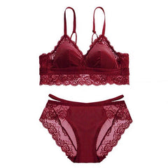 Thin Sexy Velvet Triangle Cup Bra Lingerie Set