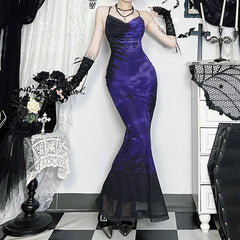 Dark Forest Print Sling Dress