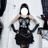 Personalized Bat-printed Chain Strappy Top