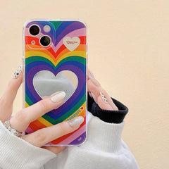 Rainbow Heart Mirror iPhone Case