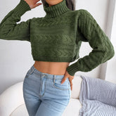 Zola - Green Braided Turtleneck Crop Top