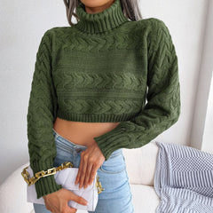 Zola - Green Braided Turtleneck Crop Top