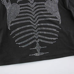 Skeleton Rhinestone Long Sleeve Top