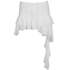 Asymmetrical White Lace Skirt