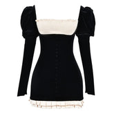 French Maid Ruched Velvet Mini Dress