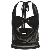 Midnight Sheer Halter Crop Top