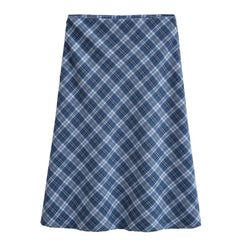 Worry Less Blue Plaid Midi Skirt