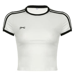 Bow Embroidery Y2K Crop Top