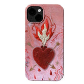 Burning Heart Embroidered IPhone Case
