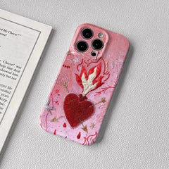 Burning Heart Embroidered IPhone Case