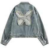 Butterfly Patch Y2K Denim Jacket