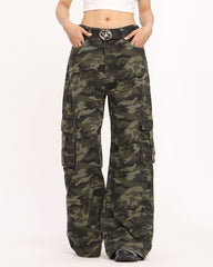 Camo Wide-Leg Cargo Pants