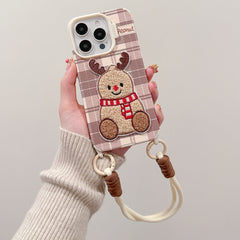 Christmas Deer Embroidery iPhone Case