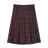 Classic Red Pleated Midi Skirt