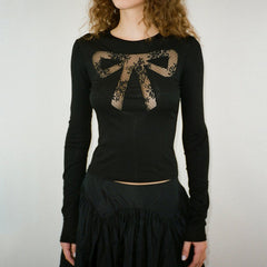 Coquette See Through Lace Bow Top