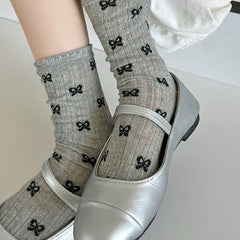 Coquette Aesthetic Bow Pattern Socks