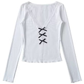 Coquette Aesthetic V-Neck Top