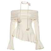 Coquette Bardot Top with Rose Choker