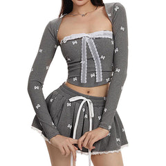 Coquette Girl Bow Top & Mini Skirt Co-Ord