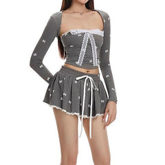 Coquette Girl Bow Top & Mini Skirt Co-Ord