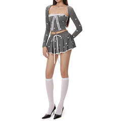 Coquette Girl Bow Top & Mini Skirt Co-Ord