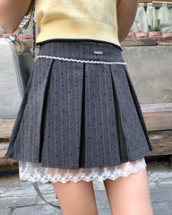 Coquette Lace Bow Pleated Skirt