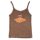 Croissant Print Y2K Tank Top