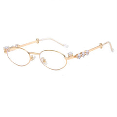 Crystal Metal Oval Sunglasses