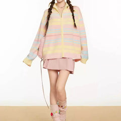 Danish Pastel Striped Zip-Up Jumper