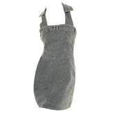 Y2K Aesthetic Halter Denim Dress
